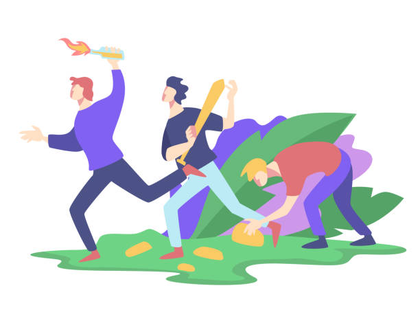 istock Riot or rebel, violent protest, rebellions with weapon and fire 2159112175