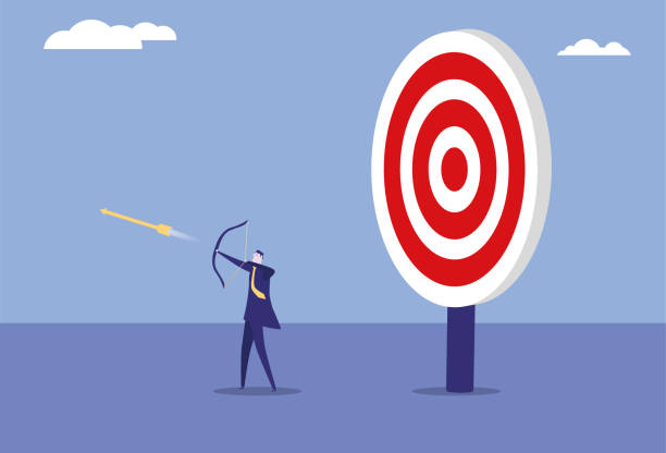 istock Business man shoots arrows in the opposite direction, the wrong direction of development 2159113701