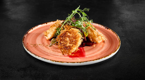 istock Crispy Tempura Cheese with Beetroot - Gourmet Vegetarian Dish on Elegant Plate 2159116291