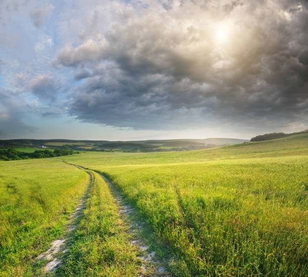 istock Road lane and deep blue sky. Nature design. 2159118656