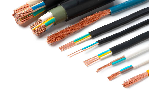 istock Various Electrical Wires With Exposed Copper Strands on White Background 2159121612