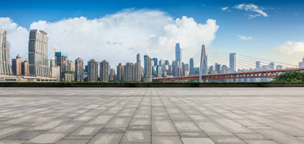 istock Empty square floors and city skyline with modern buildings scenery in Chongqing 2159123966