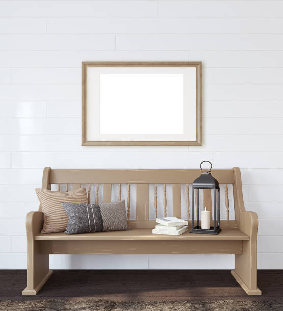 istock Frame mockup. Farmhouse entryway interior. 3d render. 2159125611