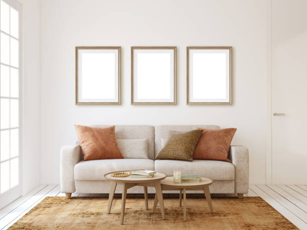 istock Frame mockup. Modern living-room interior. 3d render. 2159125625
