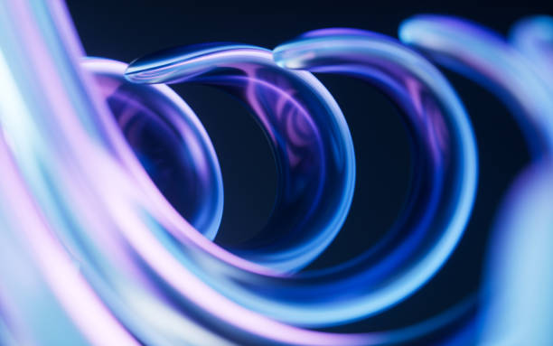 istock Abstract transparent glass flower with neon light, 3d rendering. 2159125859
