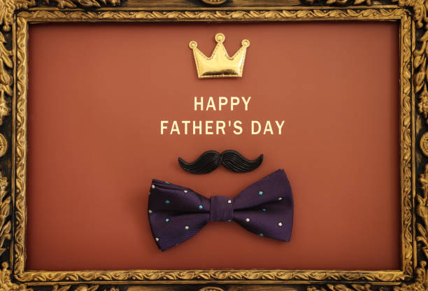 Father's day concept over brown background. top view, flat lay