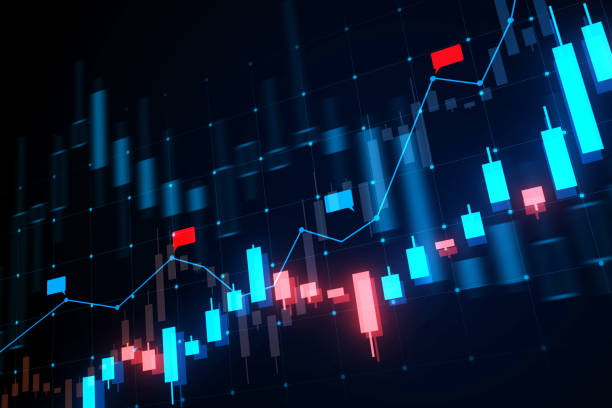 istock A dynamic stock market chart with glowing blue and red elements on a dark background, concept of financial analysis. 3D Rendering 2159126719
