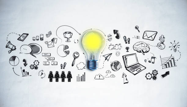 istock A lightbulb with hand-drawn doodles symbolizing ideas and business concepts on a textured wall background 2159126845