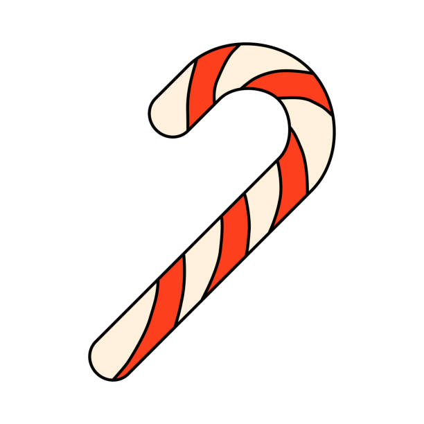 The caramel cane icon. Candy. Festive caramel in the shape of a cane. Vector illustration isolated on a white background for design and web.