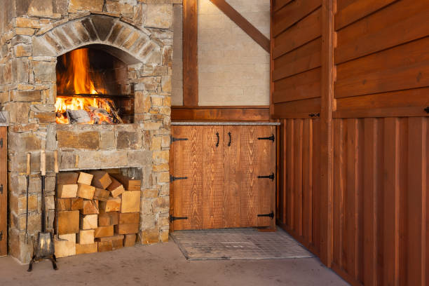 istock Oven with burning firewood for barbeque 2159135119