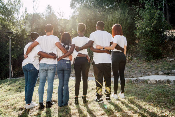 istock Group of volunteers stands together 2159137812
