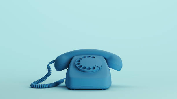 istock Blue telephone phone vintage handset receiver communication soft tones pale background front view 2159138206