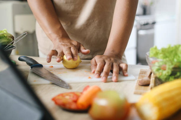 Man Making Salad In The Morning