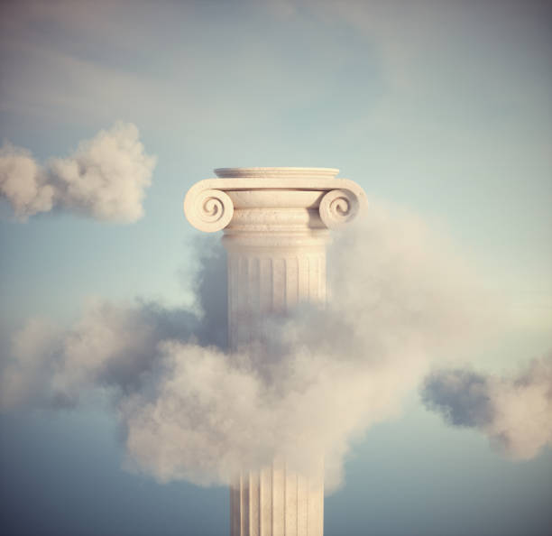 istock Roman column in the clouds. High-level education concept. 2159142207