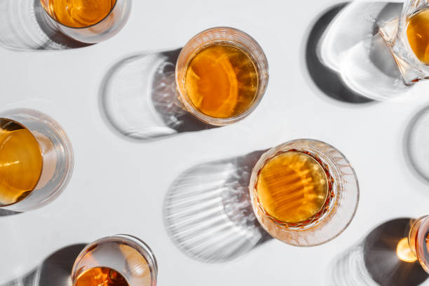 istock Top view of different glasses with whiskey 2159142820
