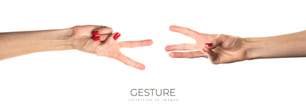 istock Woman hand gesture isolated on white background. 2159144191