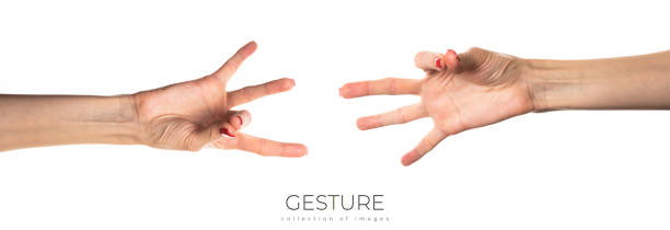 istock Woman hand gesture isolated on white background. 2159145772