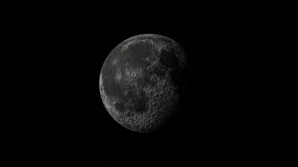 istock The moon illuminated against a starry black background of CGI image 2159145867