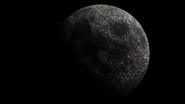 istock Detailed CGI image of the moon in half shadow against a starry background 2159145888