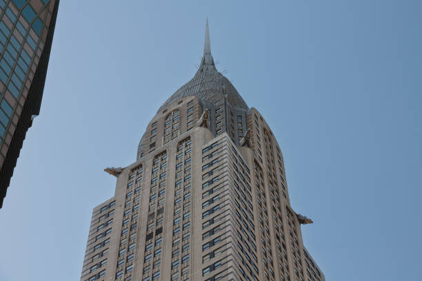 Detail of the top of the building with the eagles on the iconic skyscraper Chrysler Buiding, Manhattan, New York City
