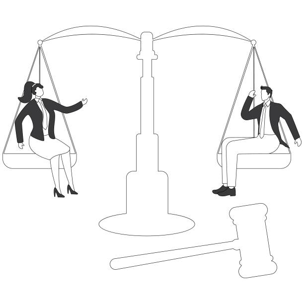 istock Equality and freedom measurement with person sitting on scales 2159147864