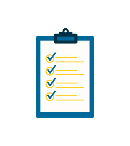 Clipboard with complete checklist in flat icon vector illustration To Do List checklist cupboard icon sign vector illustration design with simple flat check mark isolated on transparent background for business, web, and interface icon to do list stock illustrations