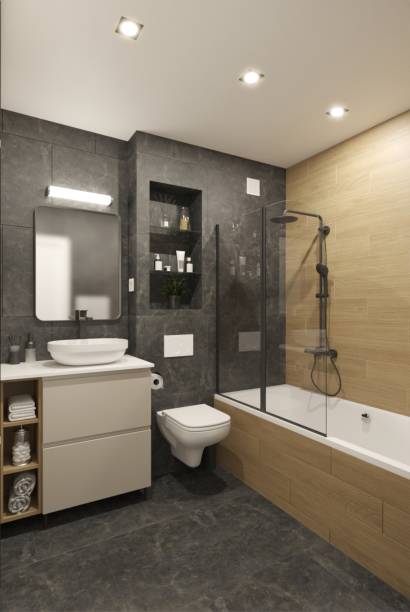 istock Elegant Black / Wood Bathroom 2159151799