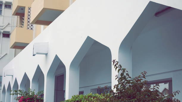 istock Modern Architecture Arches Design White Building Close-Up 2159153051