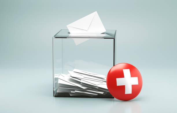 Vote box And Swiss Flag. Election Concept.