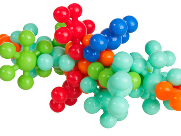 istock Plastic model of chemical elements of protein molecules, isolated on white background 2159161936