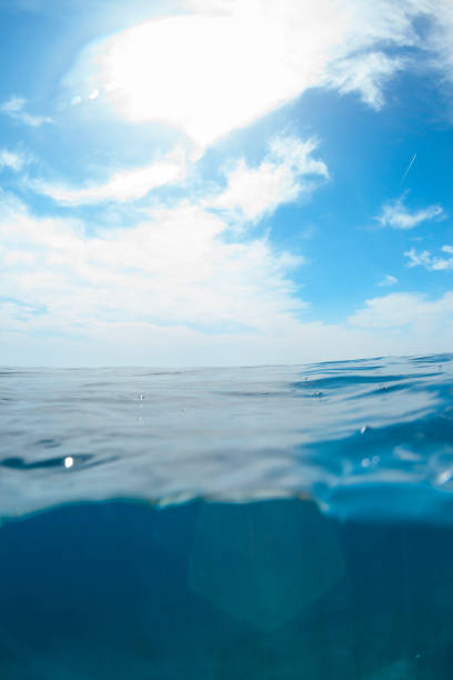 istock Underwater sea background    Overwater underwater split shot  beautiful lagoon 2159166918