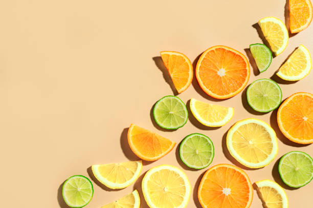 istock Citrus fruit slices, orange, lemon, lime. 2159169493