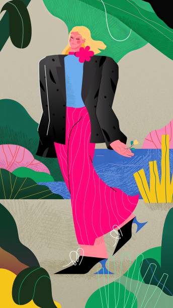 istock Stylish Woman Walking Through Abstract Garden 2159173129