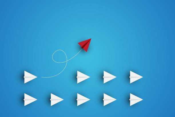 istock Business competitive advantage of paper plane in new competitive. 2159173155