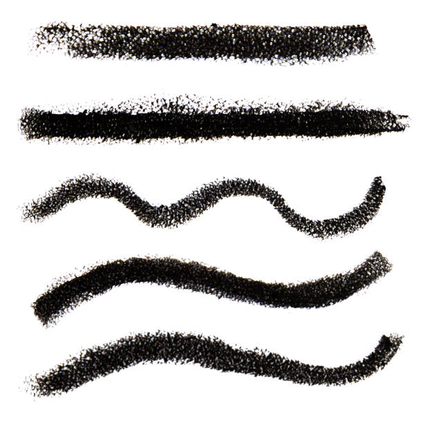 Set of Black cosmetic pencil strokes on empty background