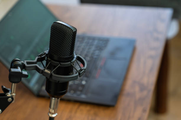 istock A microphone and equipment for recording a podcast 2159179648