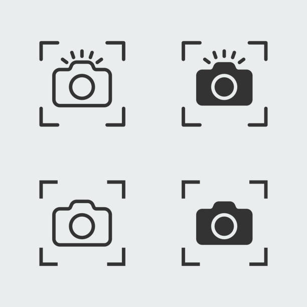 ilustrações de stock, clip art, desenhos animados e ícones de camera scan icon set. camera scanner. scanning camera. easy editable vector design. - imagem