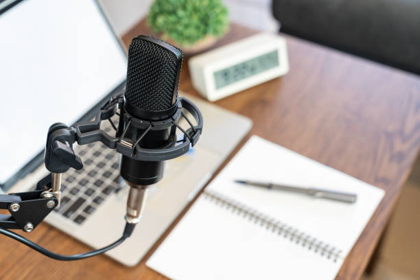 istock A microphone and equipment for recording a podcast 2159182864