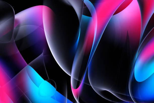 istock 3d render abstract art 3d background part surreal alien flower in curve wavy round and spherical lines forms in transparent fluorescent plastic material with glowing pink blue and purple color inside 2159183089