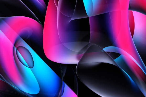 istock 3d render abstract art 3d background part surreal alien flower in curve wavy round and spherical lines forms in transparent fluorescent plastic material with glowing pink blue and purple color inside 2159183110