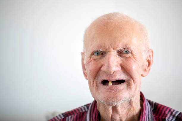 istock Portrait of 90 plus years man missing tooth 2159183376
