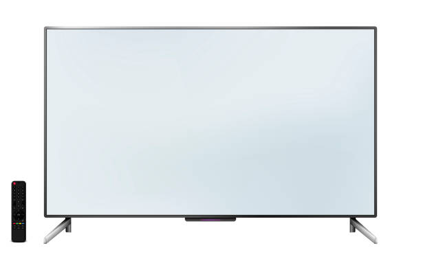 Modern oled tv screen isolated on white background Modern oled tv isolated on white background. Vector illustration. smart tv stock illustrations