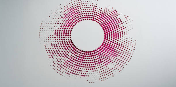 Native image size: 10760 x 5304. This still life photograph presents a minimalist cut paper artwork with a striking circular pattern. The design transitions from light to deep pink hues, creating a captivating gradient effect. Set against a clean white background, the intricate cut-outs and precise arrangement of shapes add a sense of depth and texture. The simplicity and elegance of this piece make it a visually appealing and thought-provoking work of art.