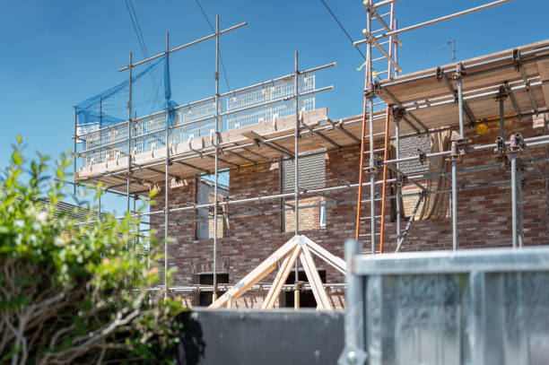 In progress first floor housing extension. stock photo