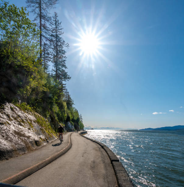 Vancouver, British Columbia - July 25, 2023: The view of Devonian Harbour Park and Vancouver Rowing Club, Vancouver, Canada.