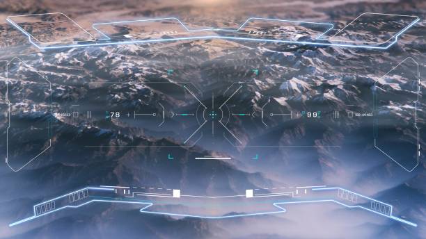 istock HUD aerial view science fiction landscape flying over mountain with UI scanning interface military weapon concept illustration 2159190540