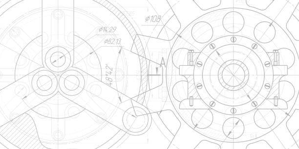 istock Technical drawing of gears .Rotating mechanism of round parts .Machine technology.Vector illustration . 2159196840