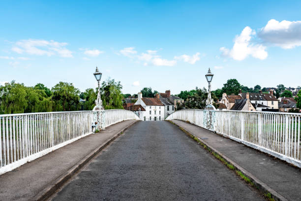 Old Wye Bridge over river Wye in Chepstow, UK