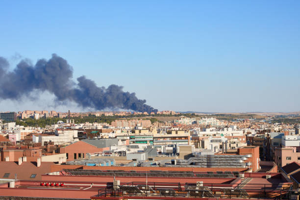 istock Fire in the city in the distance 2159199670
