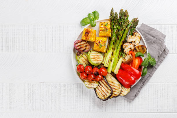 istock Assorted grilled vegetables on a plate, showcasing a colorful and healthy meal 2159204436
